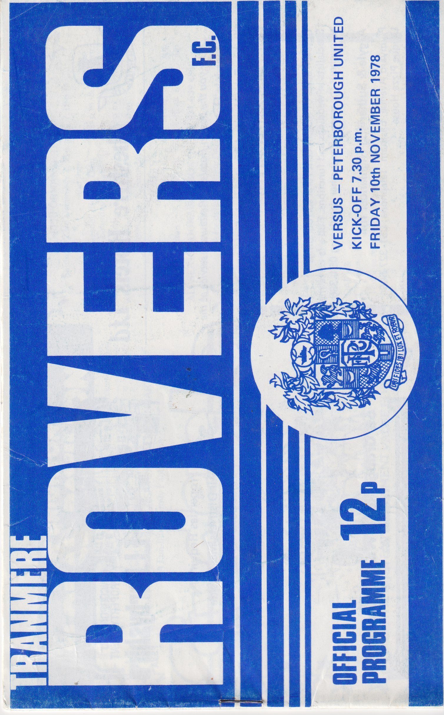 Tranmere Rovers v Peterborough United match programme